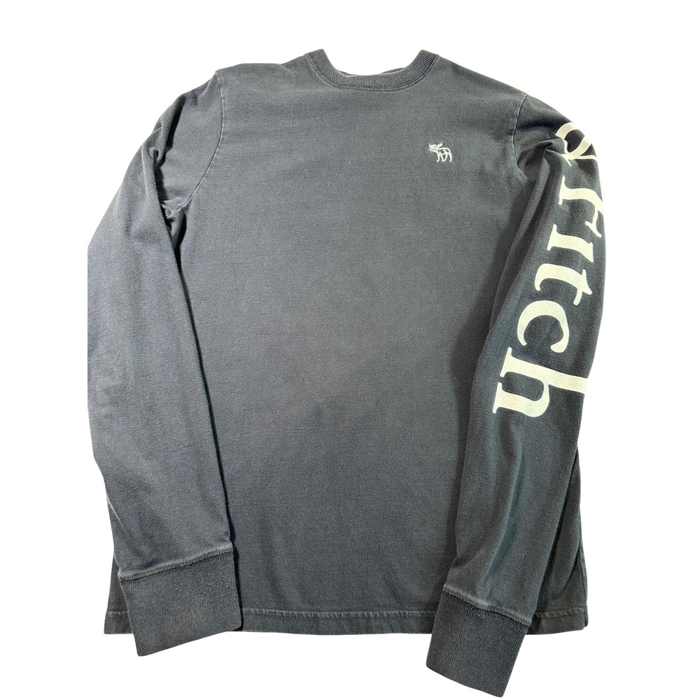 Abercrombie & Fitch Mens Muscle Fit Long Sleeve T-Shirt Navy Blue Gray Medium